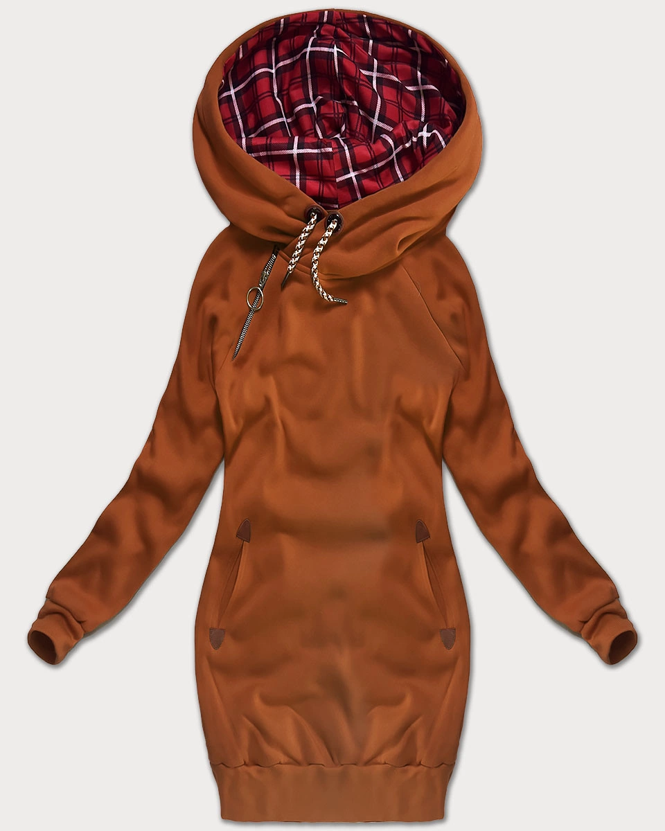 Długa bluza damska karmelowa (AMG-738/1)