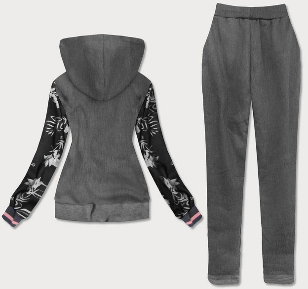 KOLOROWY DRES DAMSKI ŁOSOSIOWO-GRAFITOWY (AMG681)