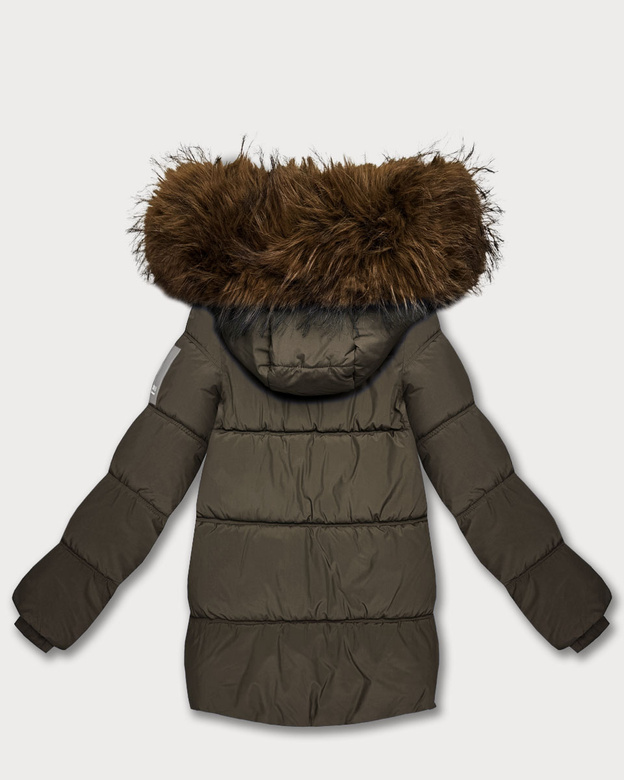 Kurtka puchowa z kapturem khaki (KK60610)