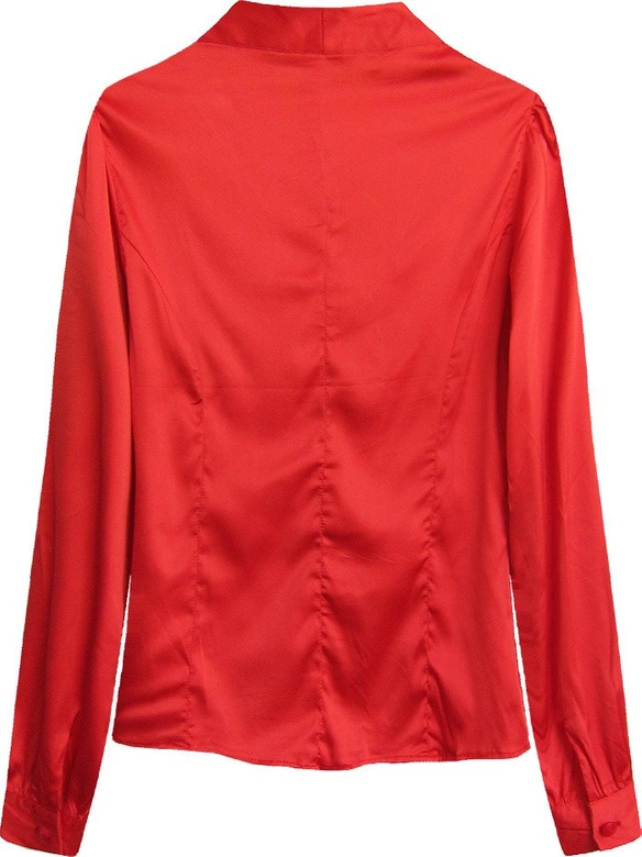 SATYNOWA KOSZULA Z WIĄZANĄ STÓJKĄ CZERWONA (1064)