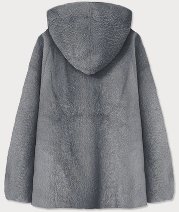NARZUTKA KURTKA Z KAPTUREM A'LA ALPAKA SZARA (B3009)