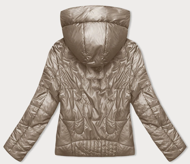 Pikowana krótka kurtka damska beżowa (B8185-12)