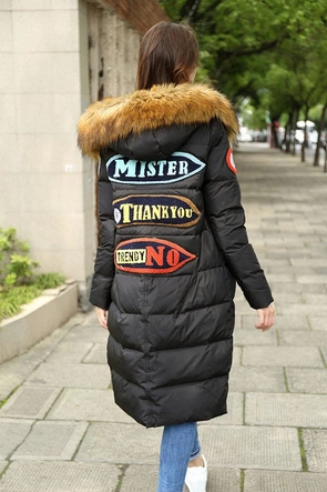 PŁASZCZ ZIMOWY Z PUCHEM NATURALNYM CZARNY (8067)