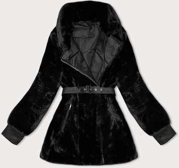 Futrzana kurtka damska J Style czarna (11Z8075)