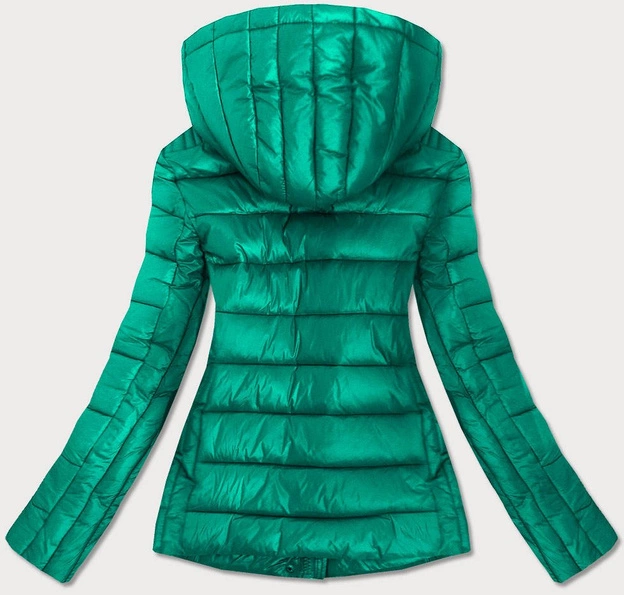 Damska kurtka pikowana z odpinanym kapturem zielona (7560)