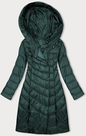 Długa kurtka damska z kapturem Ann Gissy zielona (AG1-J9169)