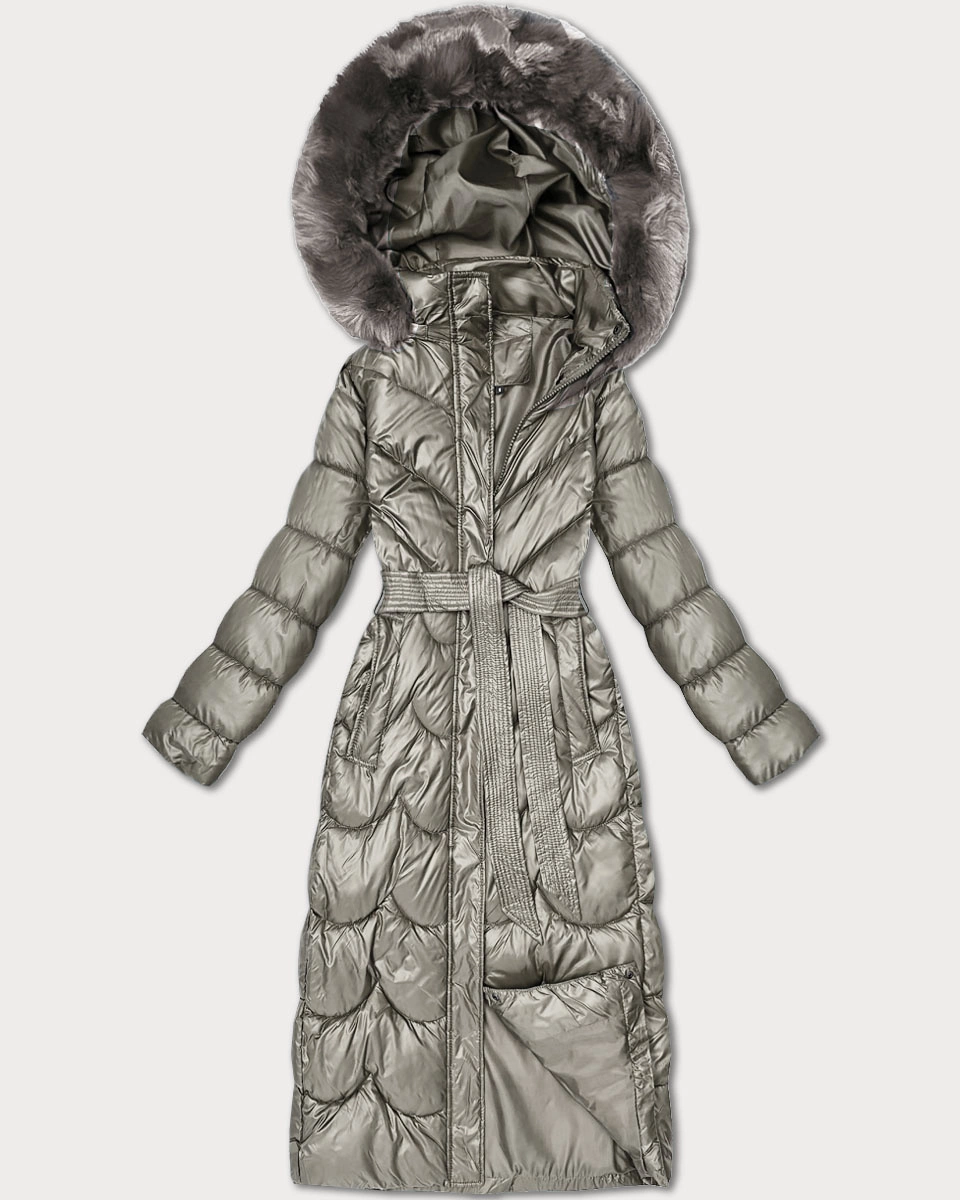 Klasyczny pikowany płaszcz z kapturem Minority beżowy (T3-2620#-62)