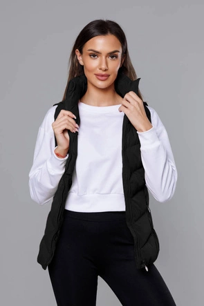 Puchowy bezrękawnik damski czarny (5m719-392)