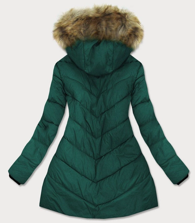 PIKOWANA DAMSKA KURTKA Z KAPTUREM ZIELONA (1907BIG)
