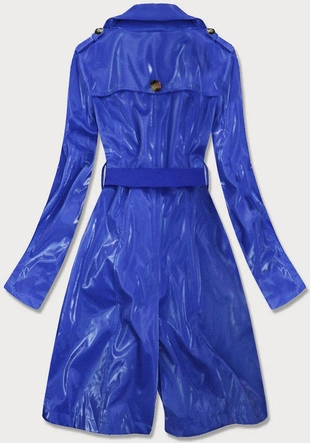 Cienki płaszcz z łączonych materiałów niebieski (yr2027)