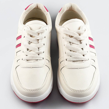 Sportowe buty damskie ecru-róż (ad-587)
