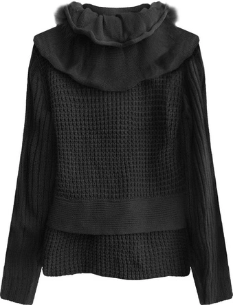 SWETER O GRUBYM SPLOCIE CZARNY (1619)