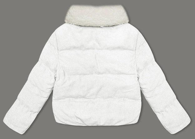 Sztruksowa kurtka damska z wysoką stójką J Style biała (5M3230-281)
