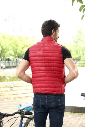 MĘSKA KAMIZELKA Z PUCHEM NATURALNYM CZERWONA (5008)