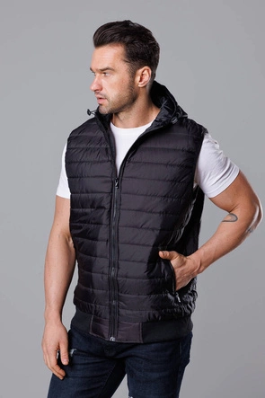 Kamizelka męska z kapturem czarna (8MY88-1)
