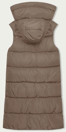 Długa kamizelka damska dwustronna beż-khaki (B8159-12)