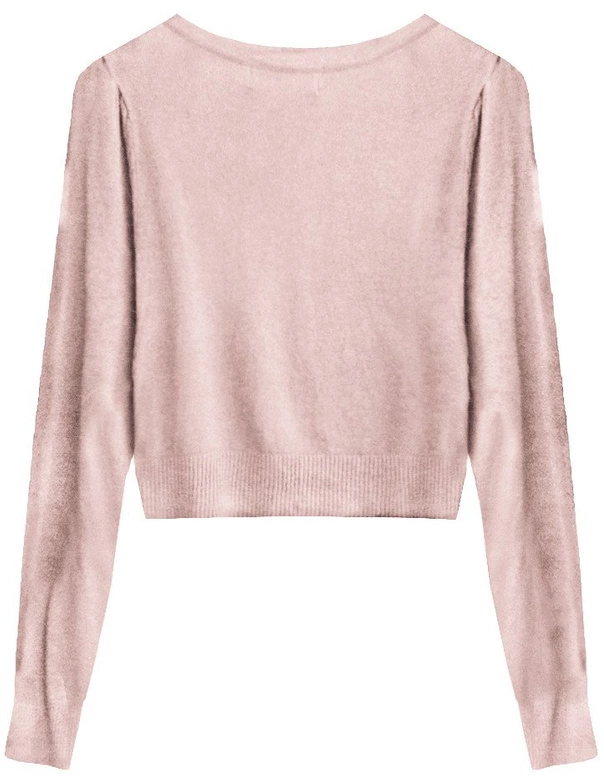 KRÓTKI SWETEREK ZE ZDOBIENIAMI PUDROWY RÓŻ (1523)