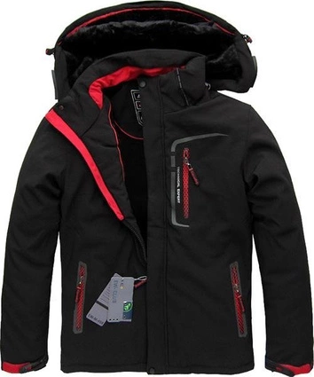 KURTKA ZIMOWA Z MEMBRANĄ CZARNO-CZERWONA (456)