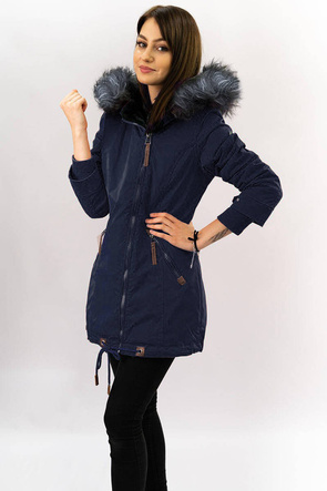 Wodoodporna parka damska granatowo-szara (m-923)