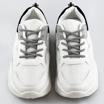 Sznurowane buty sportowe damskie biało-czarne (lu-3)