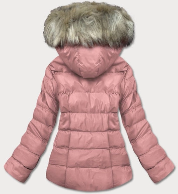 Krótka zimowa kurtka z kapturem różowy (5M723-46)