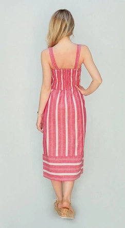 Bawełniana sukienka z guzikami czerwona (345art)