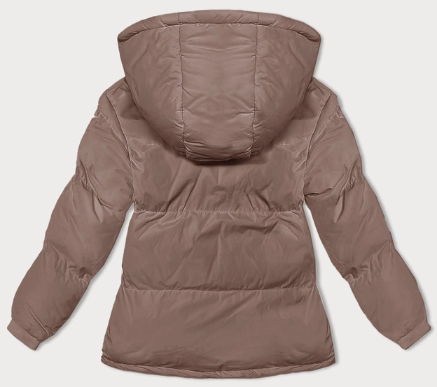 Damska kurtka zimowa z kapturem ciemny beż (5M3169-84)