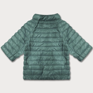 Dwustronna kurtka damska plus size z rękawem 3/4 Minority ciemny miętowy/kwiaty (M23-7010-253)