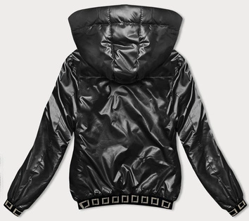 Krótka kurtka z ozdobnymi ściągaczami czarna (16M9087-392)