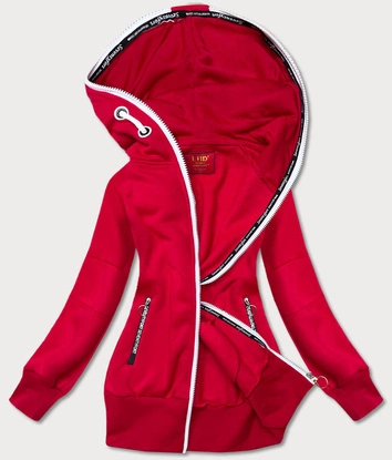 DAMSKA BLUZA DRESOWA Z KONTRASTOWYM ZAMKIEM CZERWONA (AMG837A)