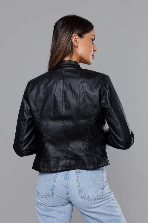 Klasyczna ramoneska ze stójką czarna (11Z8033)