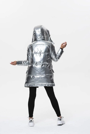 Srebrna kurtka zimowa damska  (9295b)