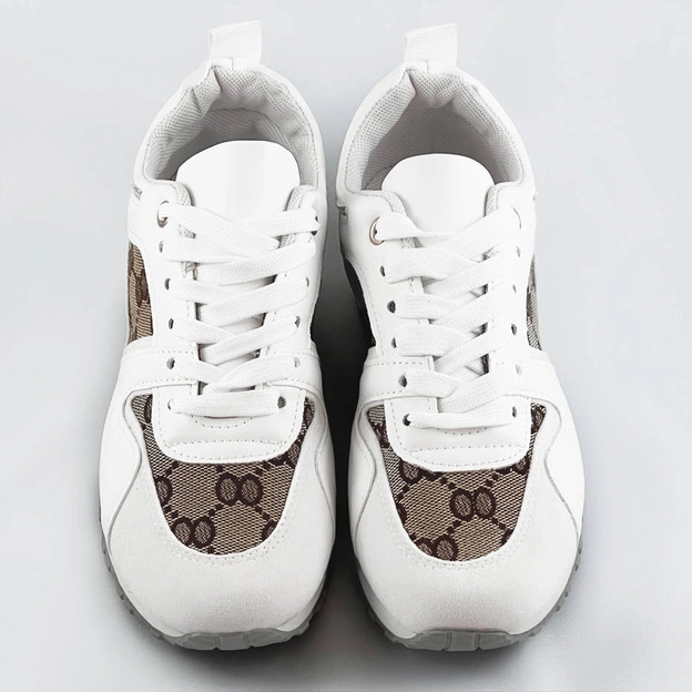 Damskie adidasy na podwyższonej podeszwie białe (666-21)