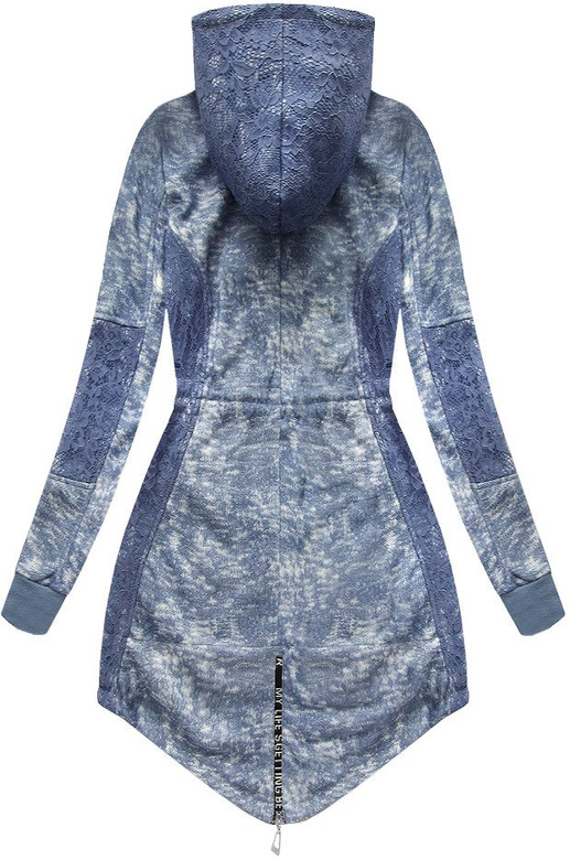 DŁUGA BLUZA Z KAPTUREM I KORONKĄ WRZOSOWA (J7649)