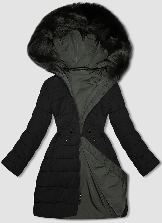 Przejściowa dwustronna kurtka damska J Style army-czarna (16M9159-136)