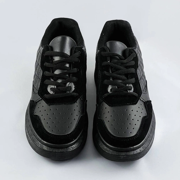 Damskie sznurowane półbuty sportowe czarne (rc-50)