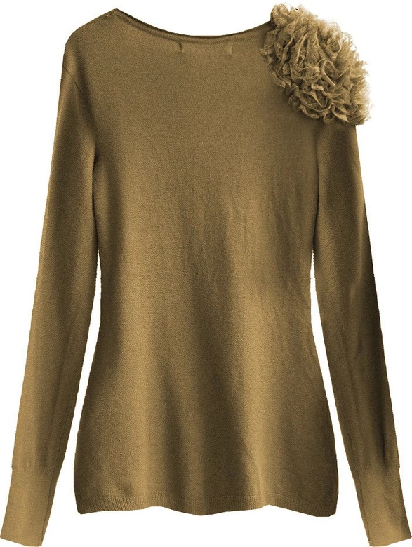 KLASYCZNY SWETEREK Z KORONKĄ KARMELOWY (1553)