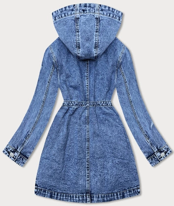 Luźna jeansowa damska kurtka denim niebieska (POP7120-K)
