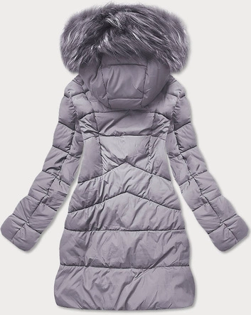 PIKOWANA KURTKA DAMSKA ZIMOWA Z KAPTUREM WRZOSOWA (7757BIG)