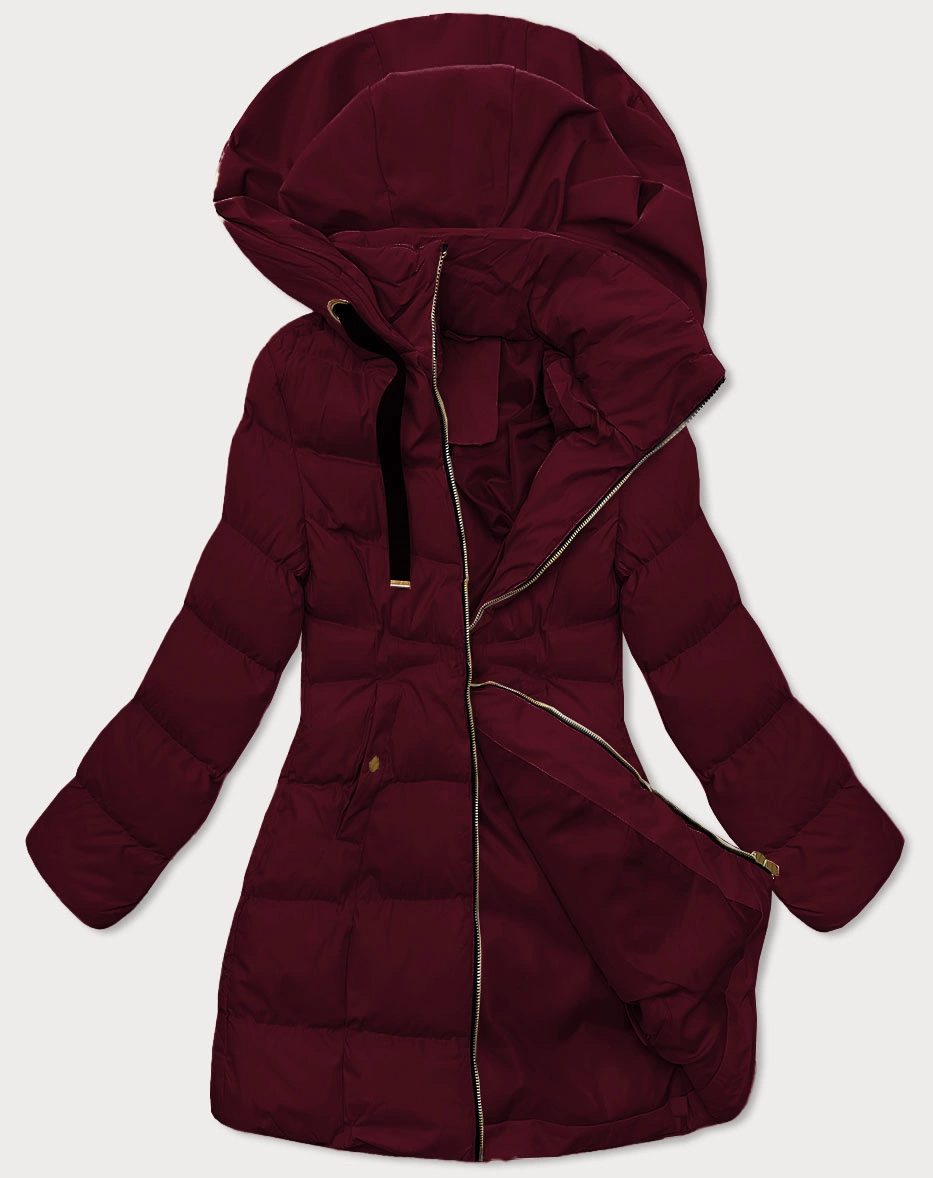 Kurtka damska z kapturem J Style bordowa (5M3231-1)