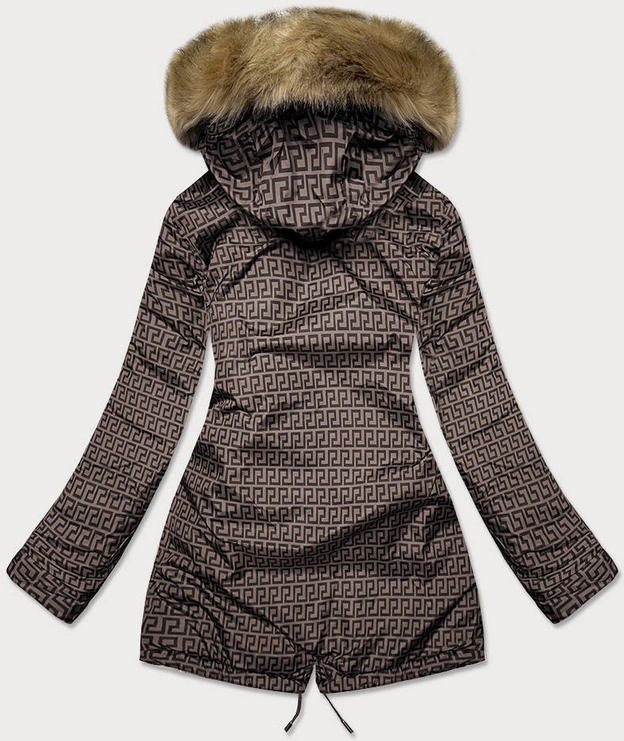 Dwustronna damska kurtka zimowa bordowo-brązowa (mhm-w556)