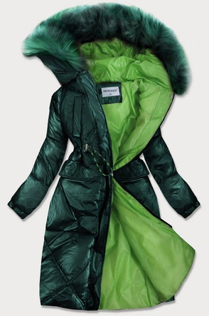 BŁYSZCZĄCA PIKOWANA KURTKA DAMSKA ZIMOWA ZIELONA (977)