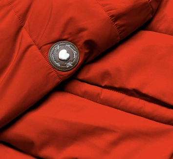 Puchowa kurtka zimowa damska koralowa (CAN-865)