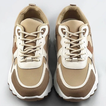 Sneakersy z łączonych materiałów khaki (1109)