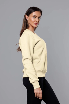 Bluza dresowa damska ze ściągaczami ecru (w01-67)