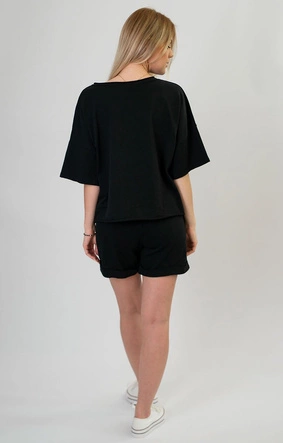 DRES SPORTOWY DAMSKI BLUZA I SZORTY CZARNY (608ART)