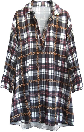 KOSZULA OVERSIZE W KRATĘ CZARNA (302ART)