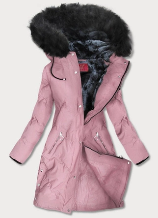 WODOODPORNA PARKA DAMSKA Z ROZCIĘCIAMI PO BOKACH RÓŻOWA (M-973)