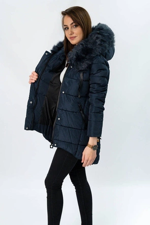 Asymetryczna kurtka zimowa granatowa (x7670x)