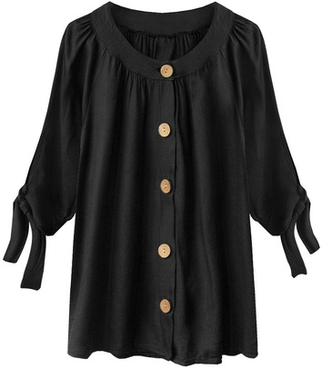 KRÓTKA BLUZKA Z GUZIKAMI CZARNA (252ART)